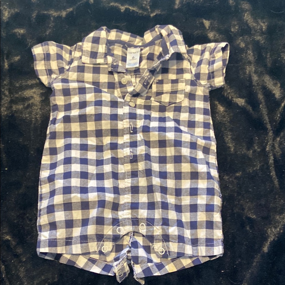 Blue and White Checkered Button-Up Shirt